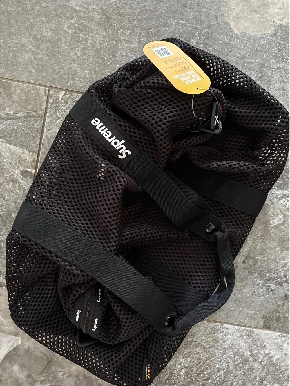 Supreme Black Mesh Duffle Bag SS23